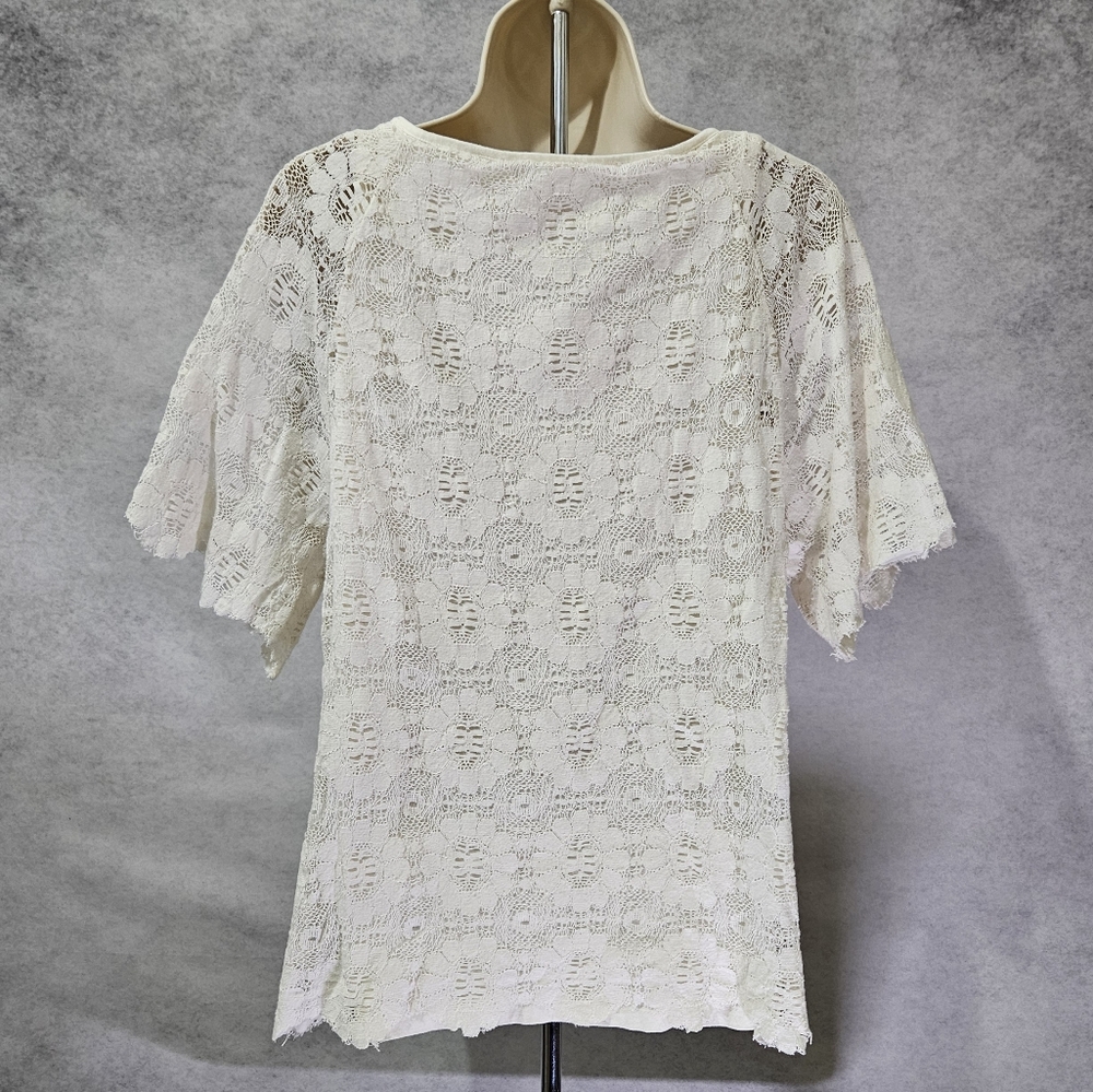 Lilla P Lace Pullover Short Sleeve Top - Picture 4 of 11